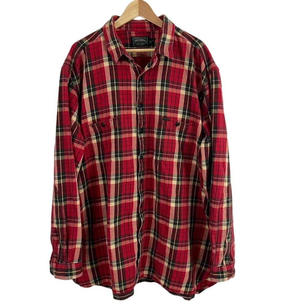 Vintage Polo Country Ralph Lauren Red Plaid Button Front Shirt Men Size 3XLT